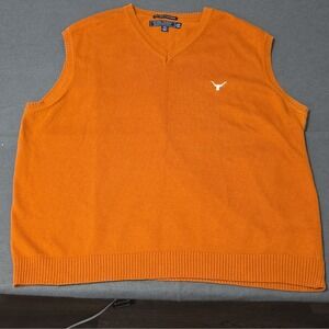 Colony Sportswear Men's Orange V-Neck Cotton Cashmere Sweater Vest XXL